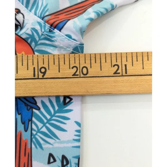 Waggle Golf Polo Shirt Tropical Parrot Palm Tree Print Men's MEDIUM Lightweight - Picture 5 of 6